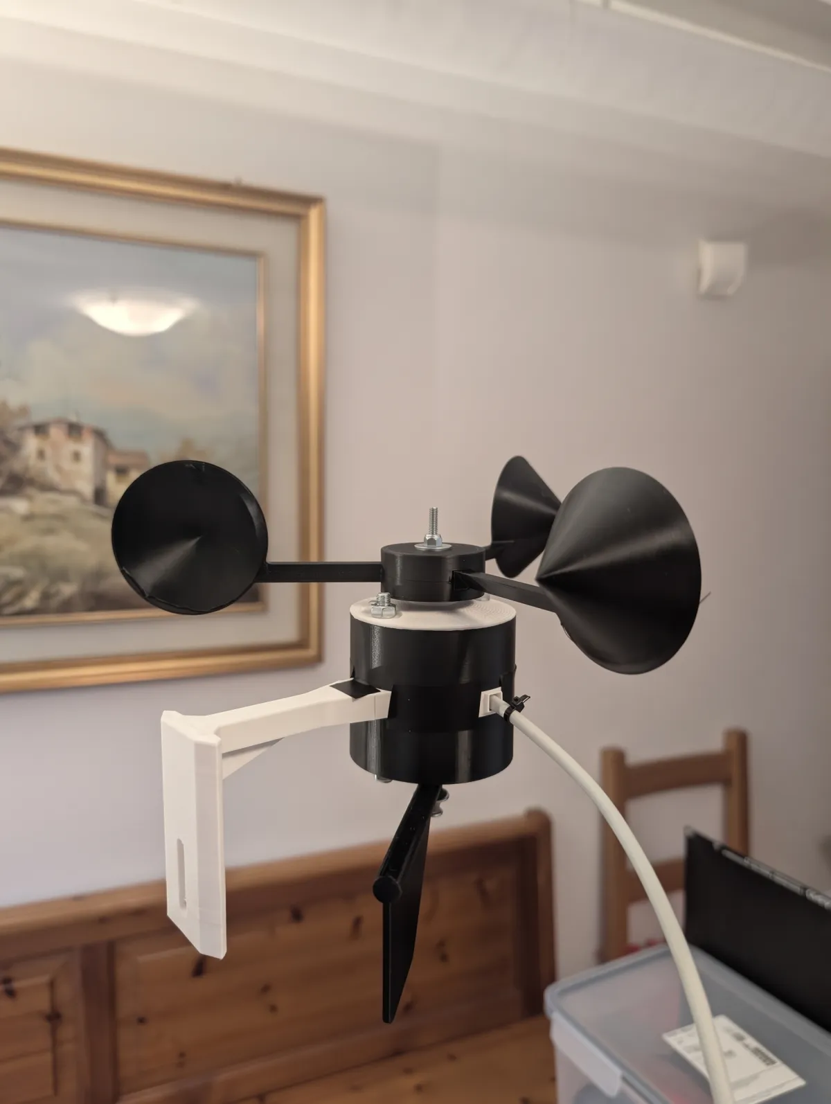Anemometer and wind vane assembly
